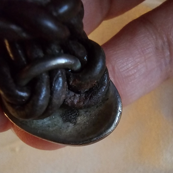 Retired James Avery Hammered Heart Braided Leather Bracelet - Picture 7 of 9